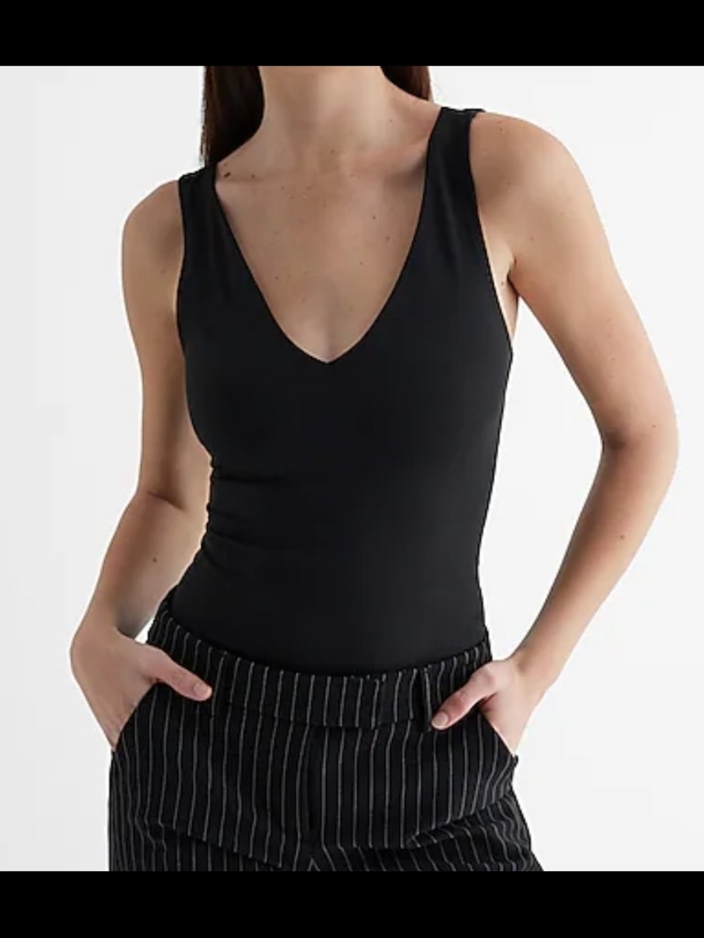 EXPRESS 2 Piece Black And Cream V-Neck thong Bodysuits Size XL NWT